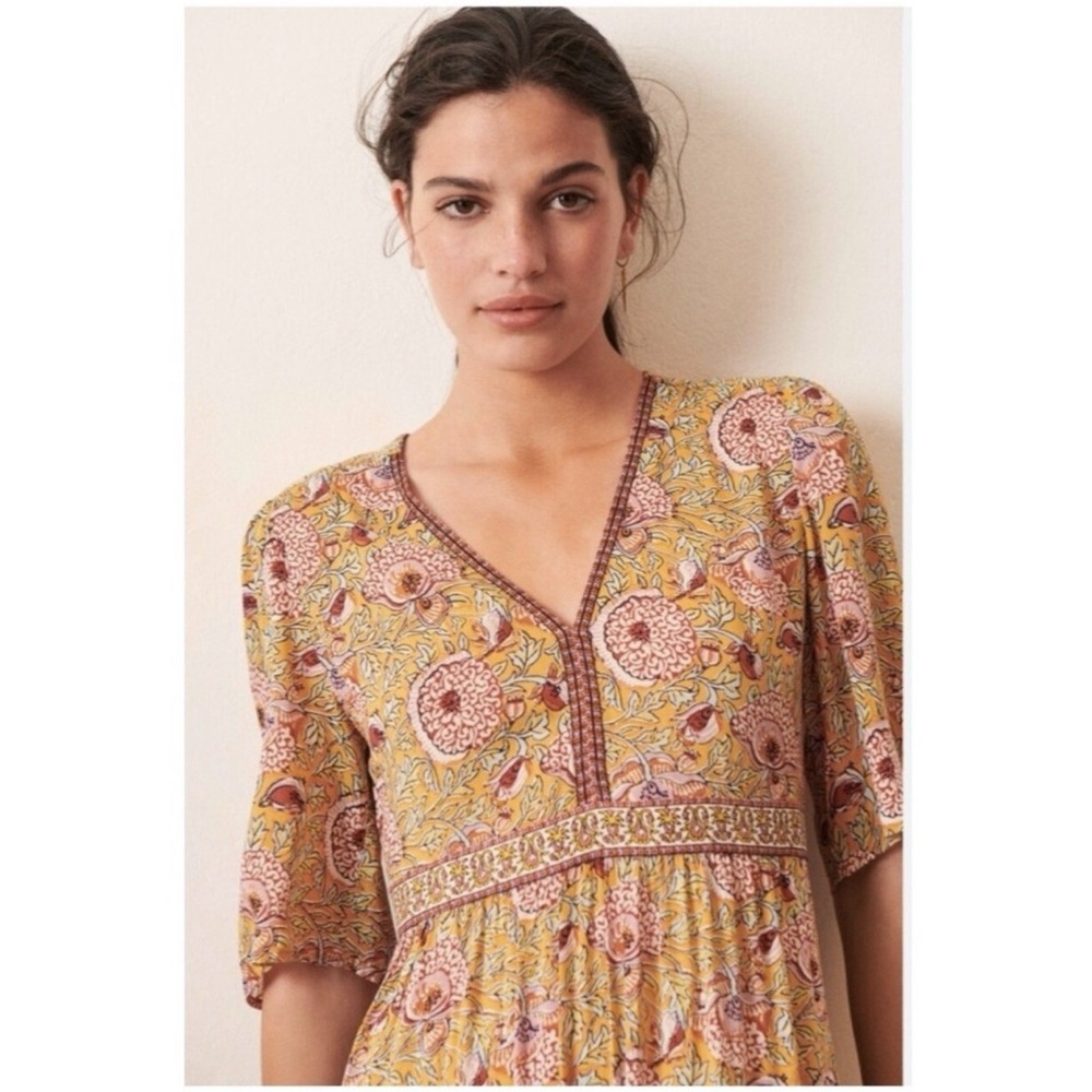 ba&sh NWT Valley Floral Maxi Dress in Yellow and Pink Boho Cottagecore - Picture 3 of 14